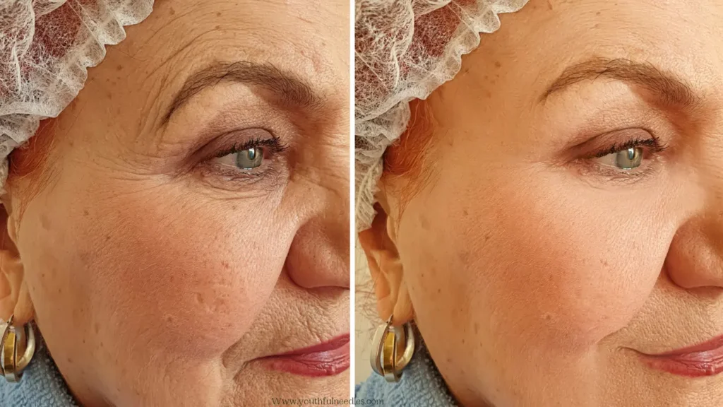 Microneedling before and after under-eye treatment 